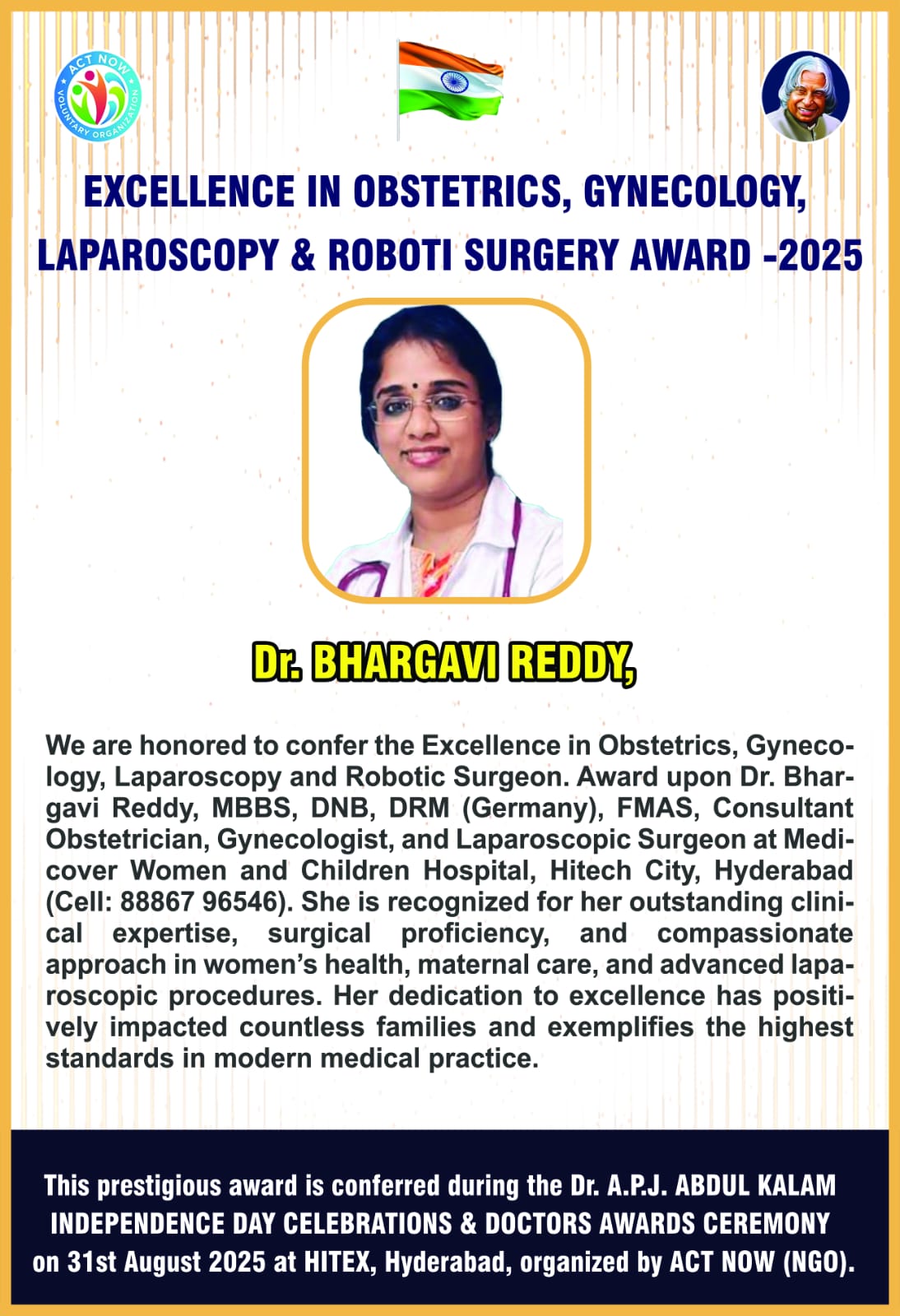 Dr. Bhargavi Reddy — Best Patient Recommended Doctor 2025, Health & Care Award by Health Connect